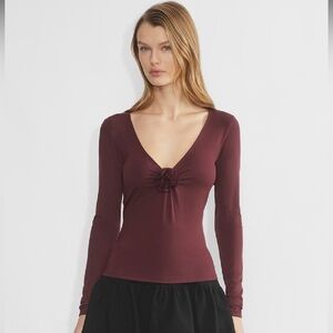 Aritzia Wilfred Bloom Longsleeve Top Sumac Burgundy - Size M